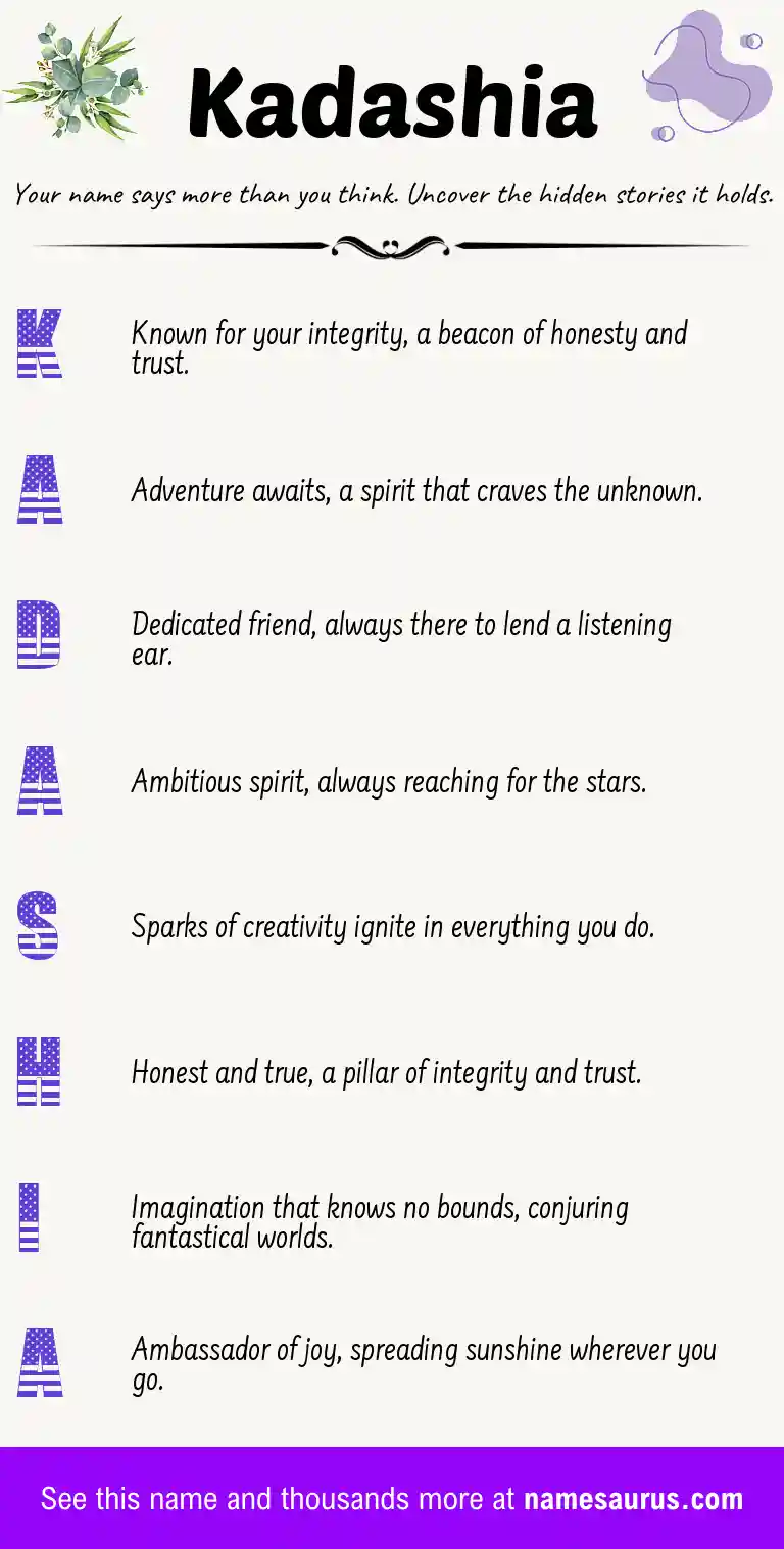 Acrostic poem about Kadashia.