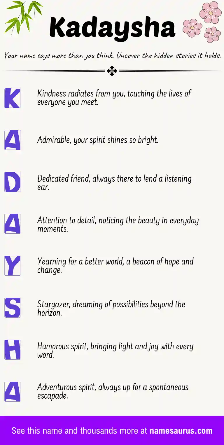 Acrostic poem about Kadaysha.