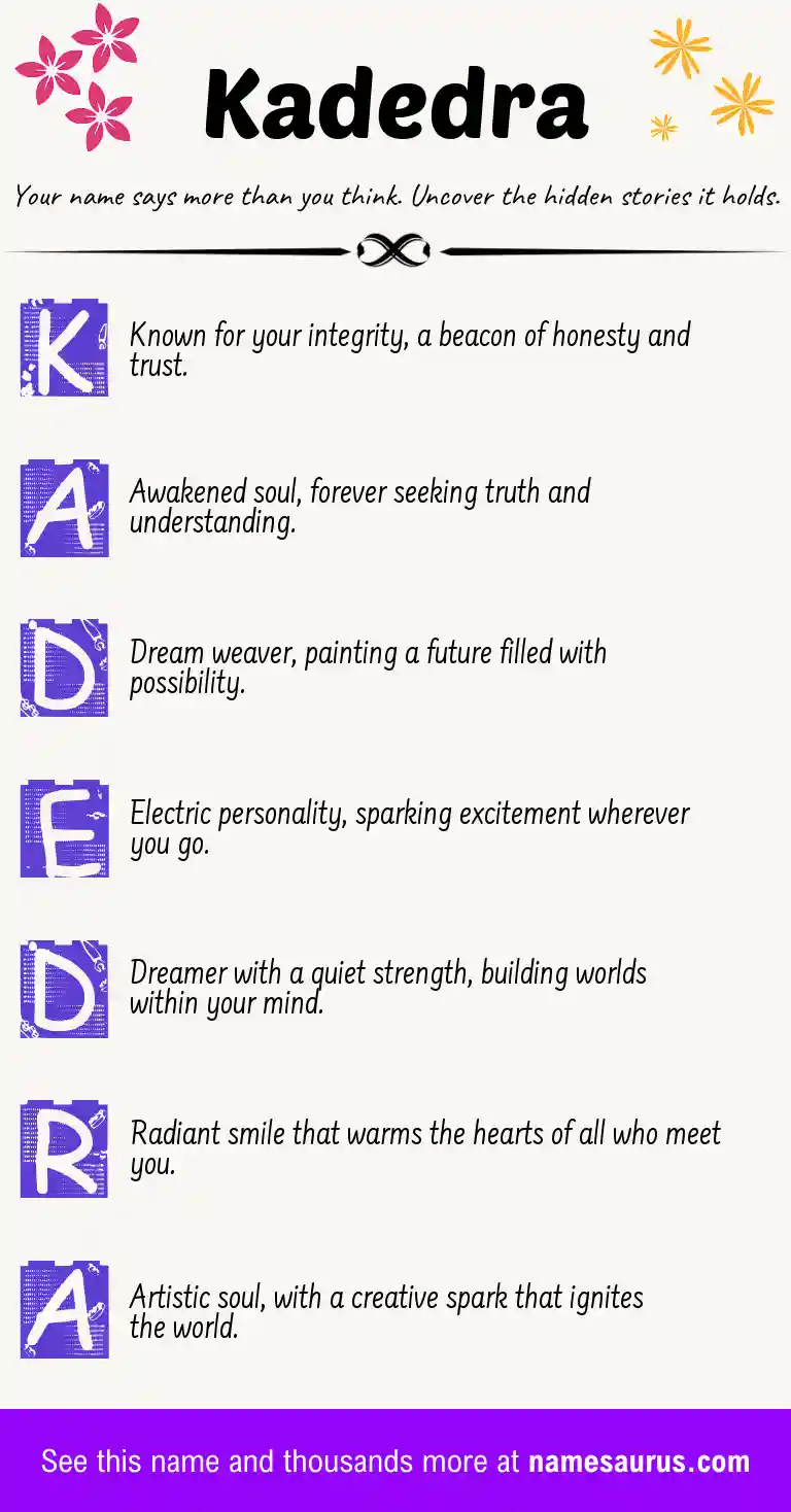 Acrostic poem about Kadedra.