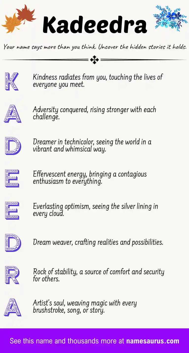 Acrostic poem about Kadeedra.