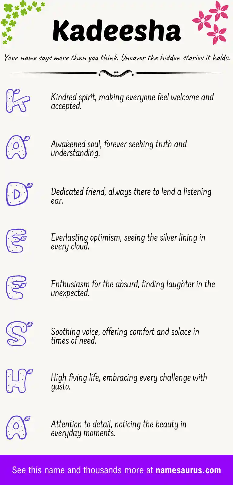 Acrostic poem about Kadeesha.