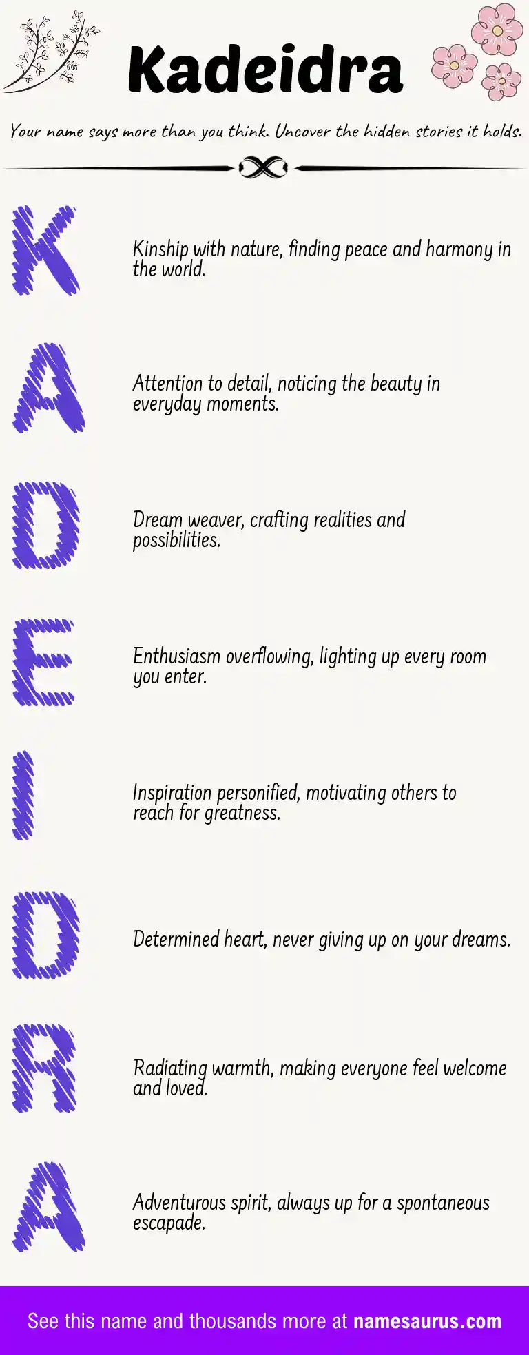Acrostic poem about Kadeidra.