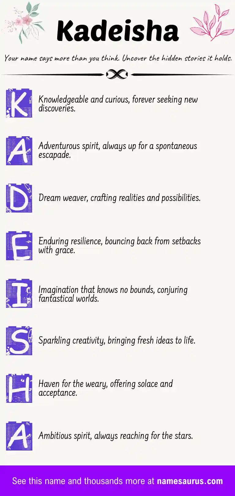 Acrostic poem about Kadeisha.