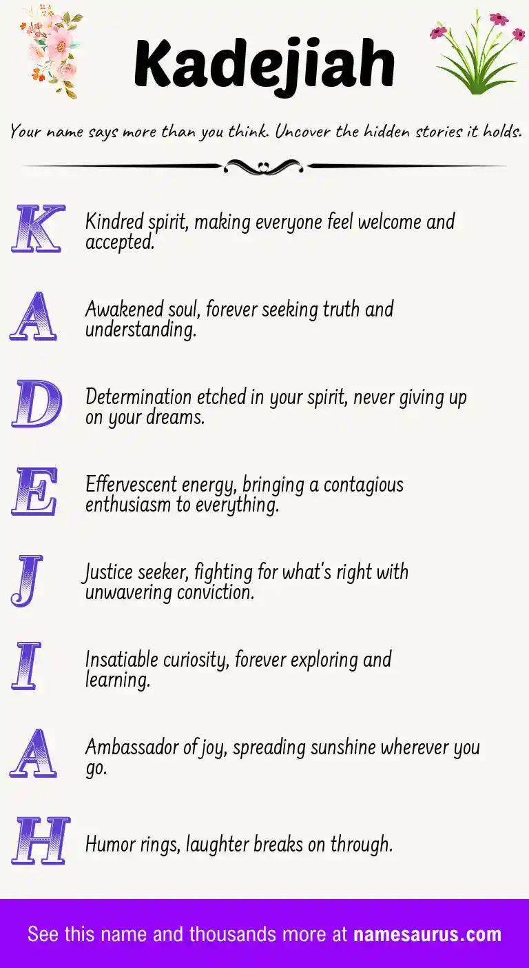 Acrostic poem about Kadejiah.