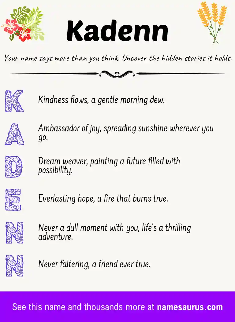 Acrostic poem about Kadenn.