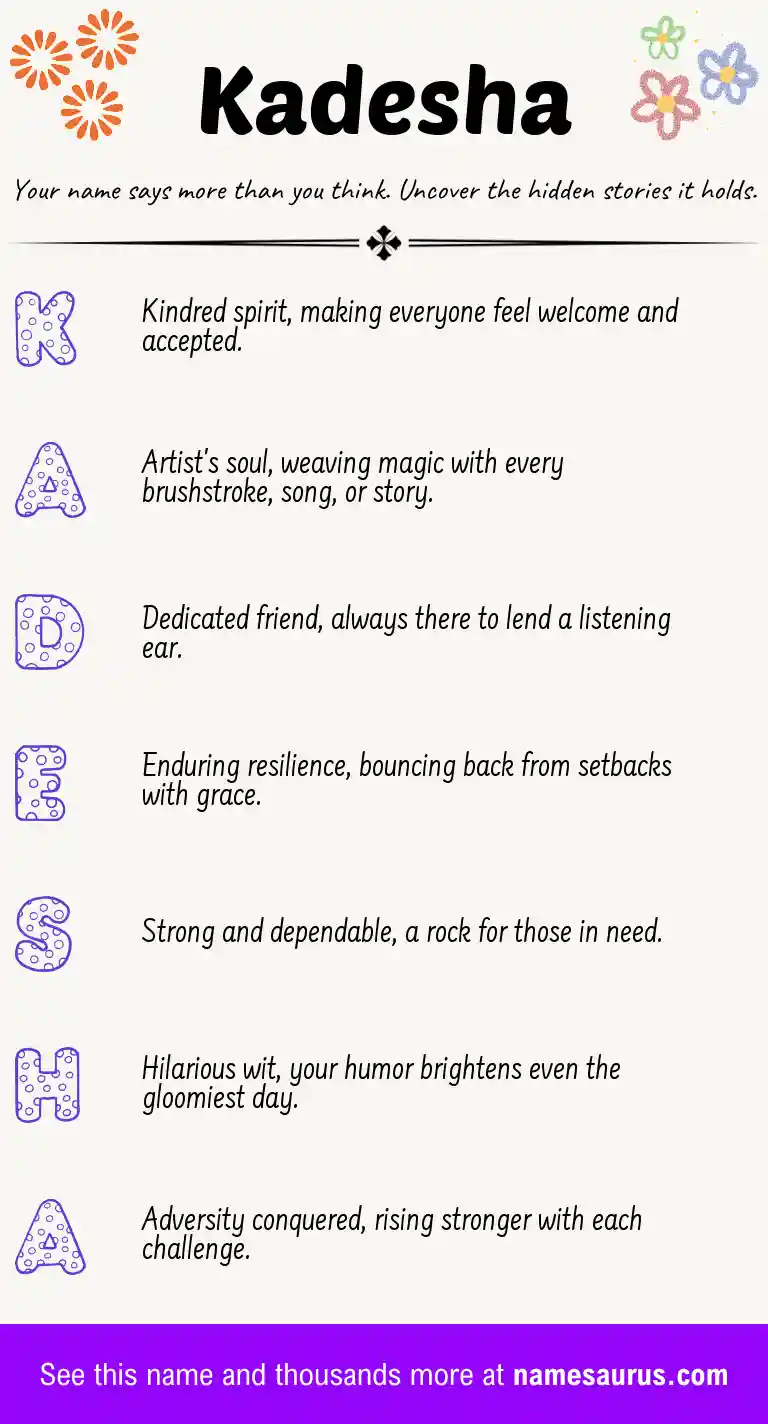 Acrostic poem about Kadesha.