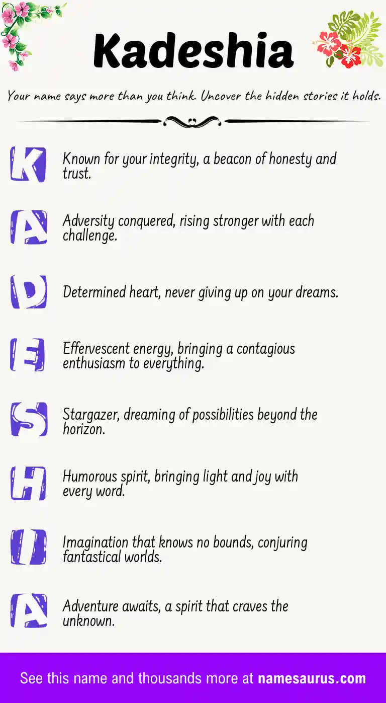 Acrostic poem about Kadeshia.