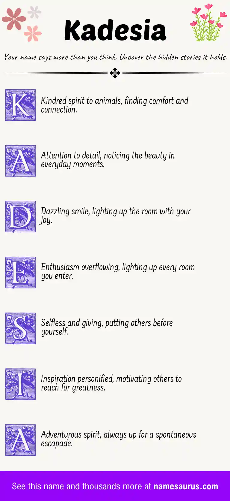 Acrostic poem about Kadesia.