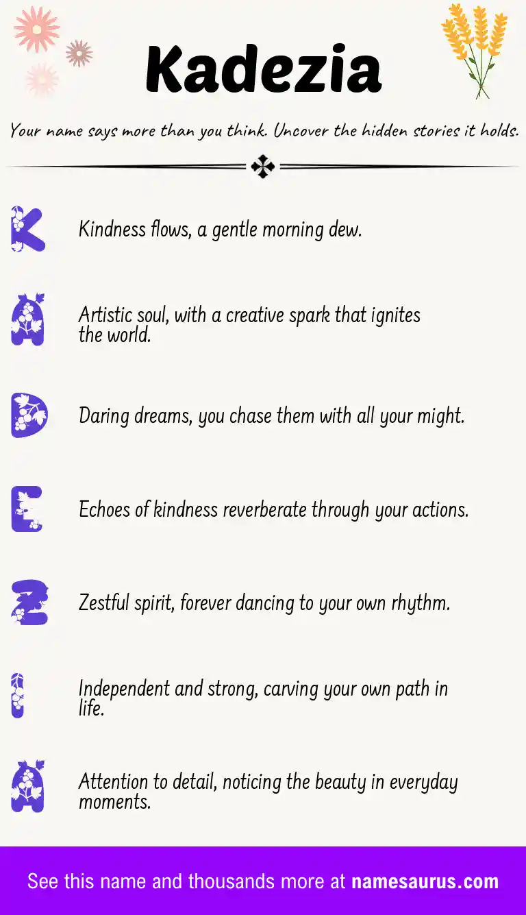 Acrostic poem about Kadezia.
