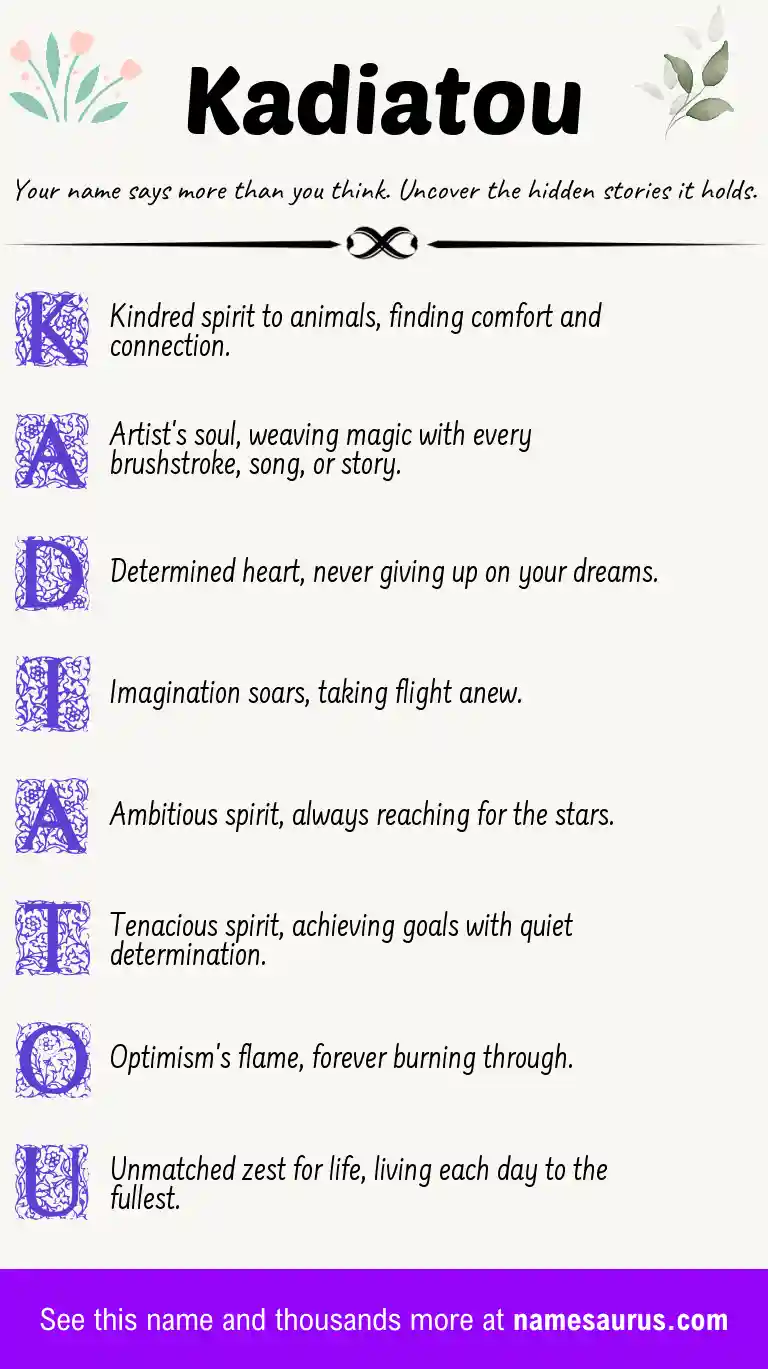 Acrostic poem about Kadiatou.