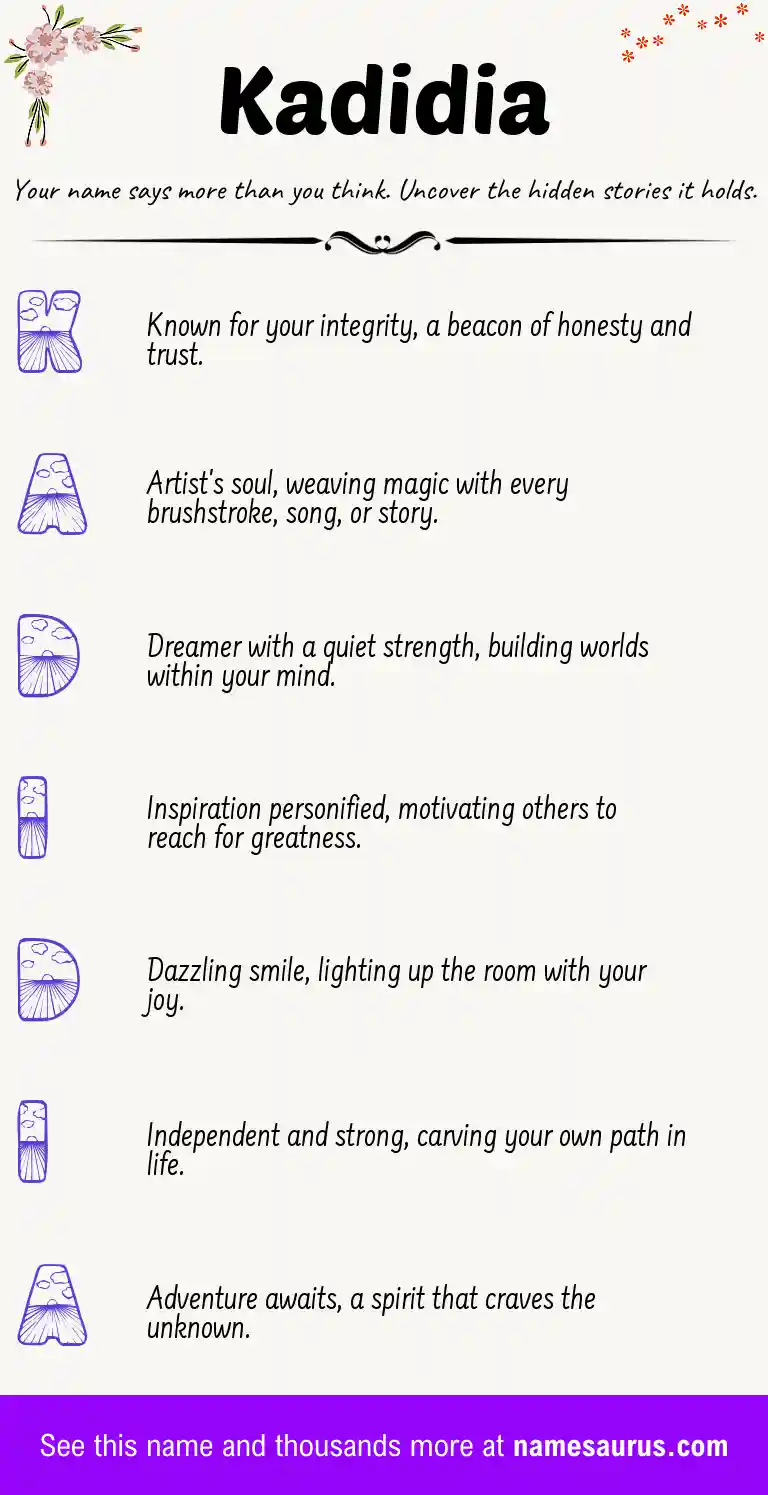 Acrostic poem about Kadidia.