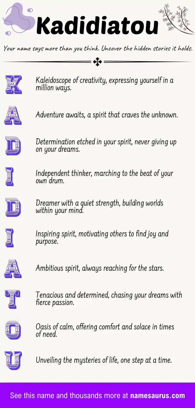 Acrostic poem about Kadidiatou.