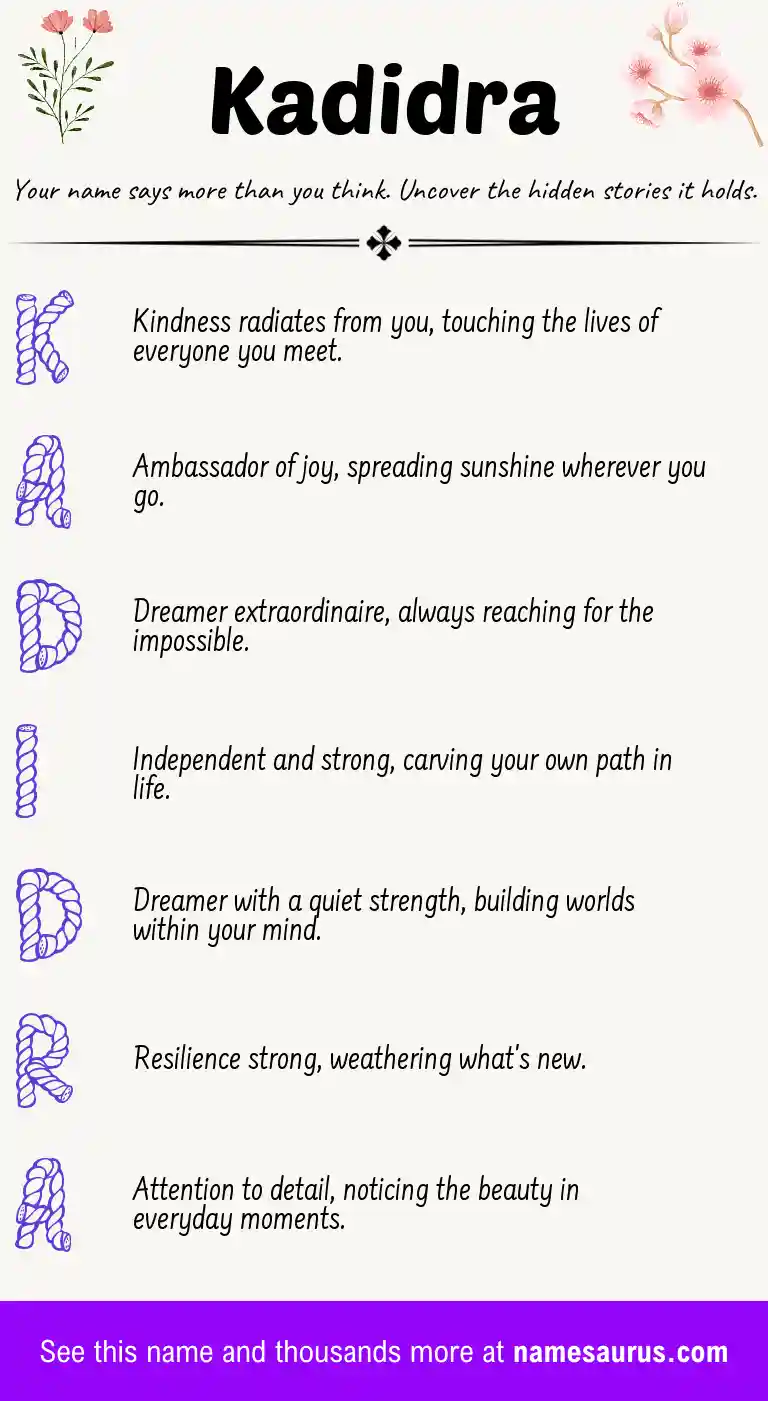 Acrostic poem about Kadidra.