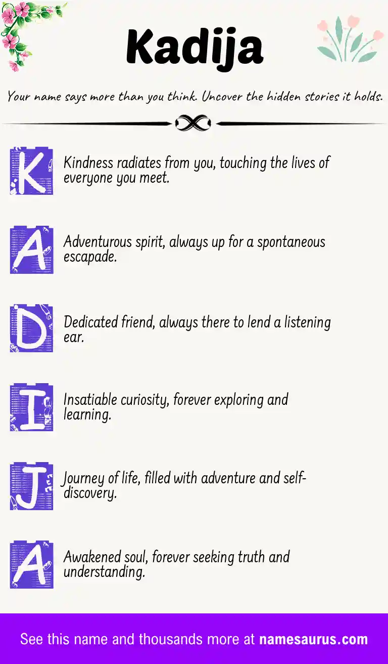 Acrostic poem about Kadija.