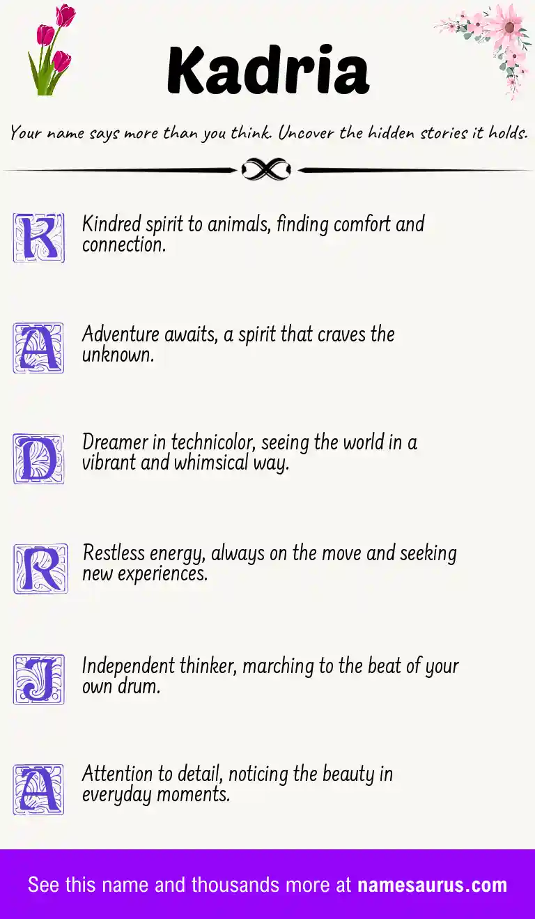 Acrostic poem about Kadria.