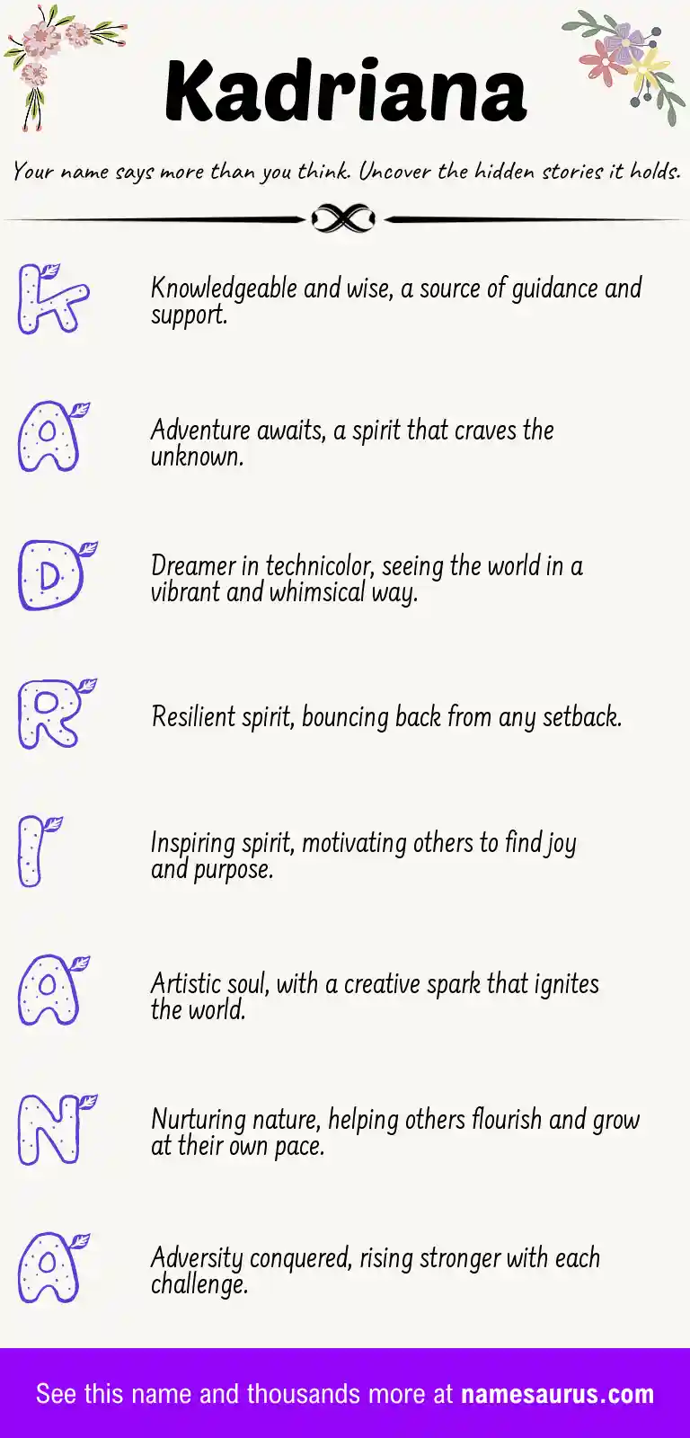 Acrostic poem about Kadriana.