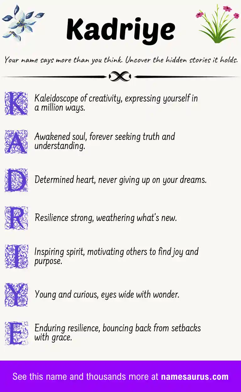 Acrostic poem about Kadriye.