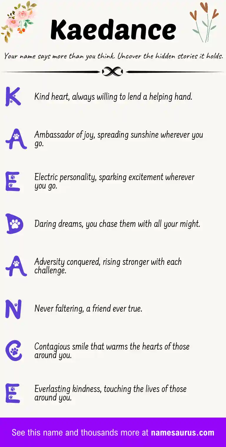 Acrostic poem about Kaedance.