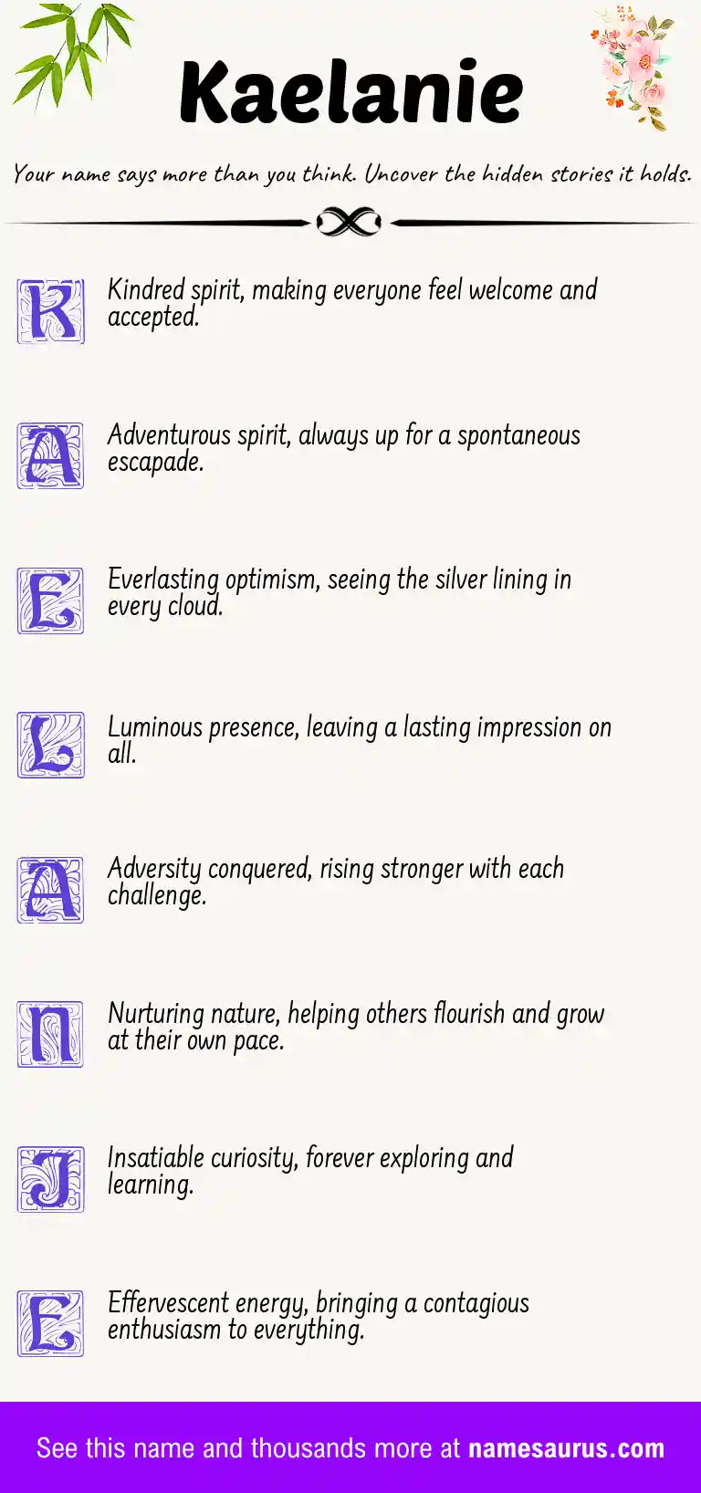 Acrostic poem about Kaelanie.