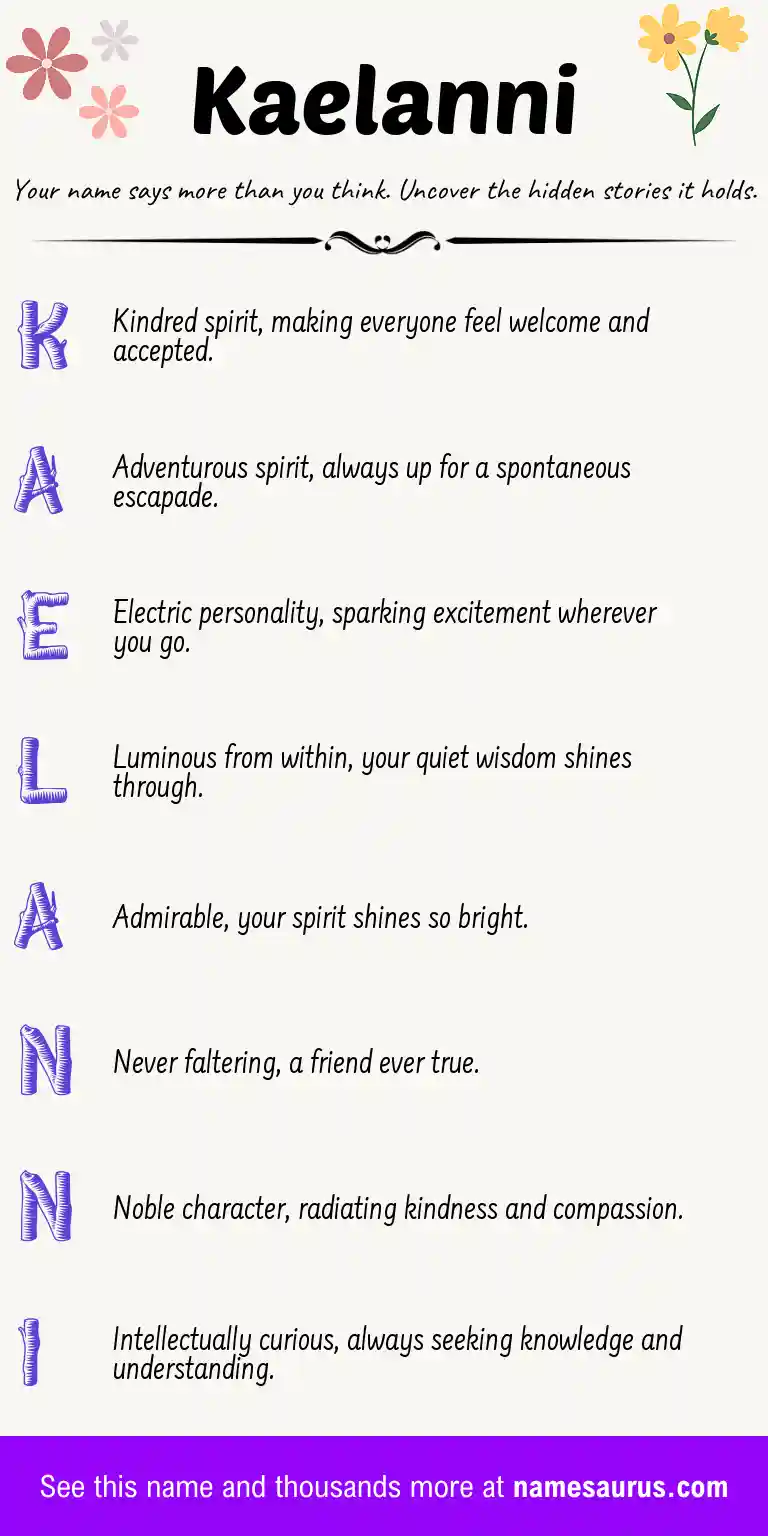 Acrostic poem about Kaelanni.