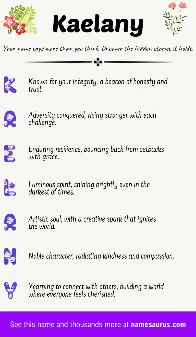 Acrostic poem about Kaelany.
