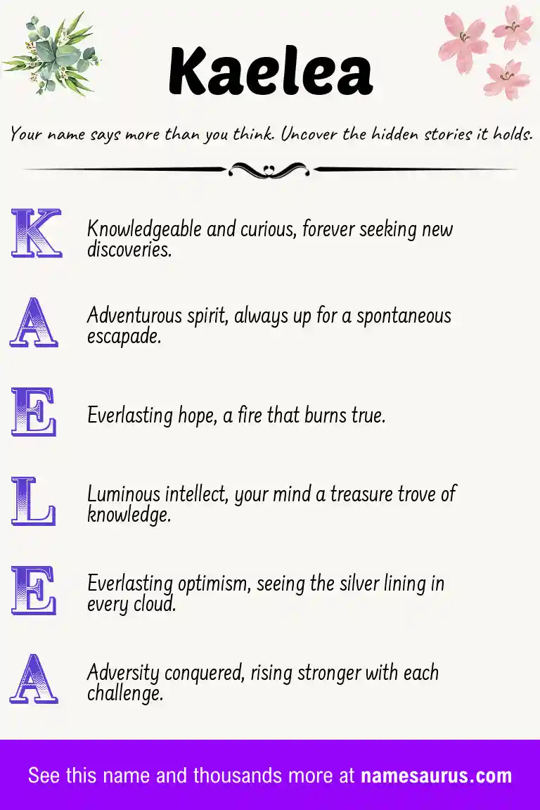 Acrostic poem about Kaelea.