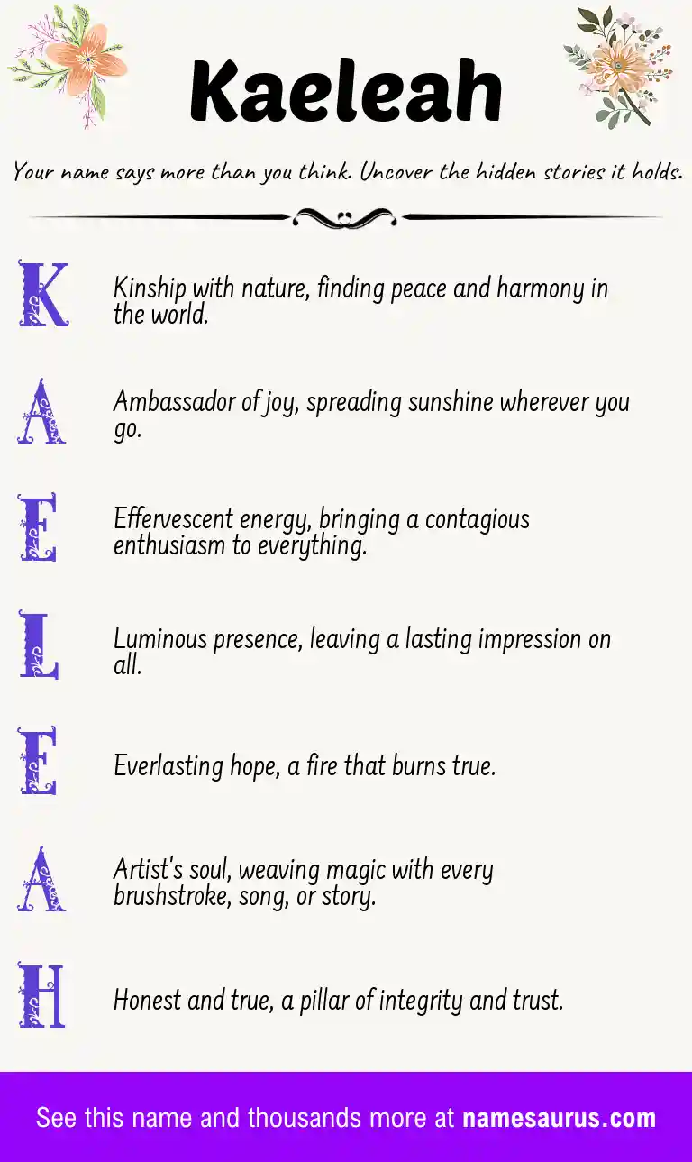 Acrostic poem about Kaeleah.
