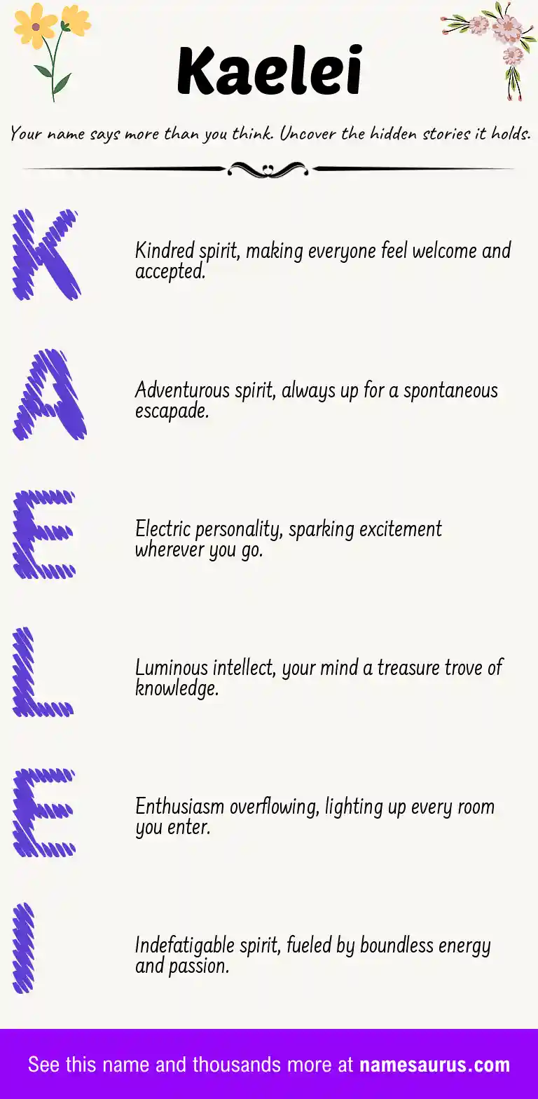 Acrostic poem about Kaelei.