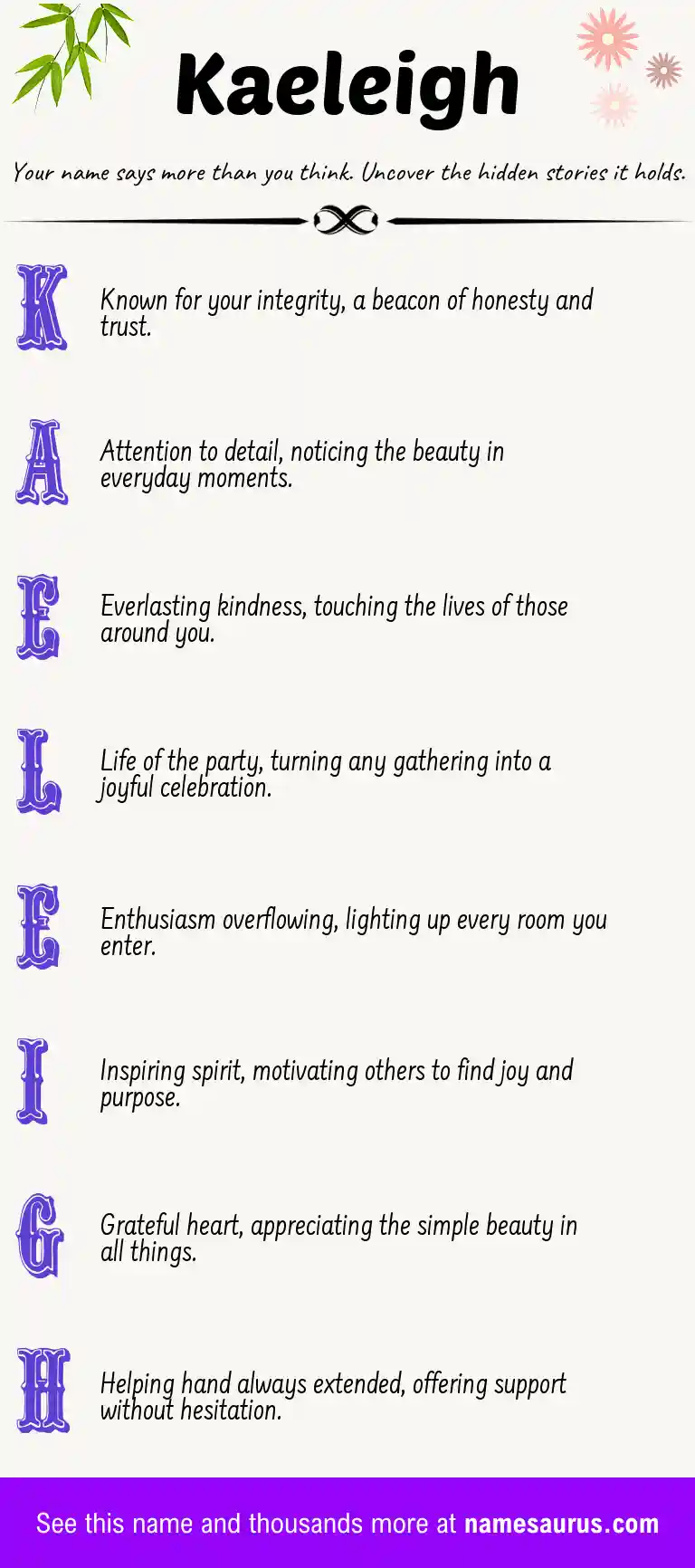 Acrostic poem about Kaeleigh.