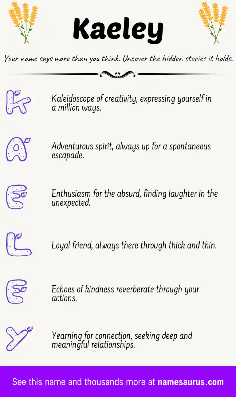 Acrostic poem about Kaeley.