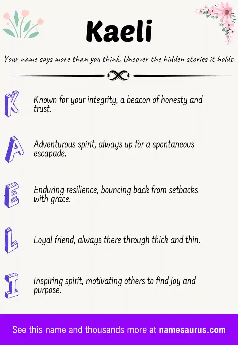 Acrostic poem about Kaeli.