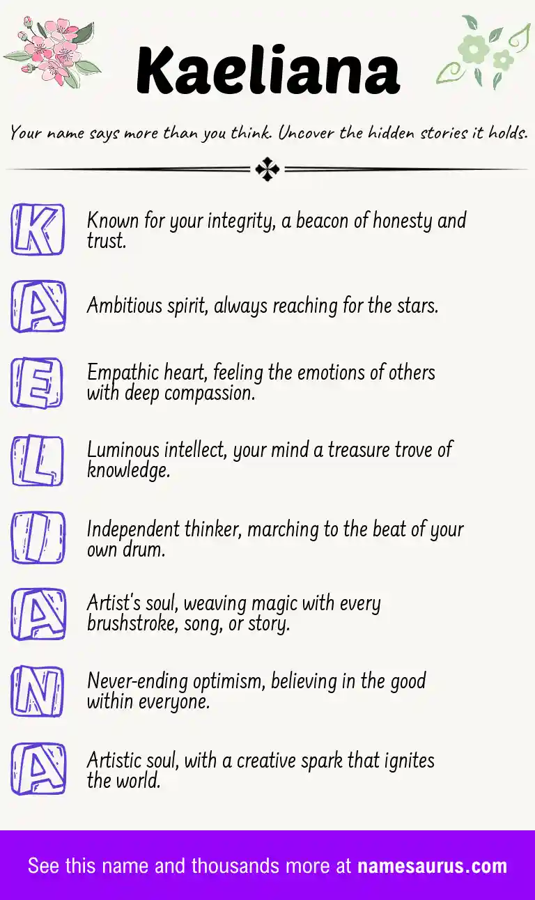 Acrostic poem about Kaeliana.