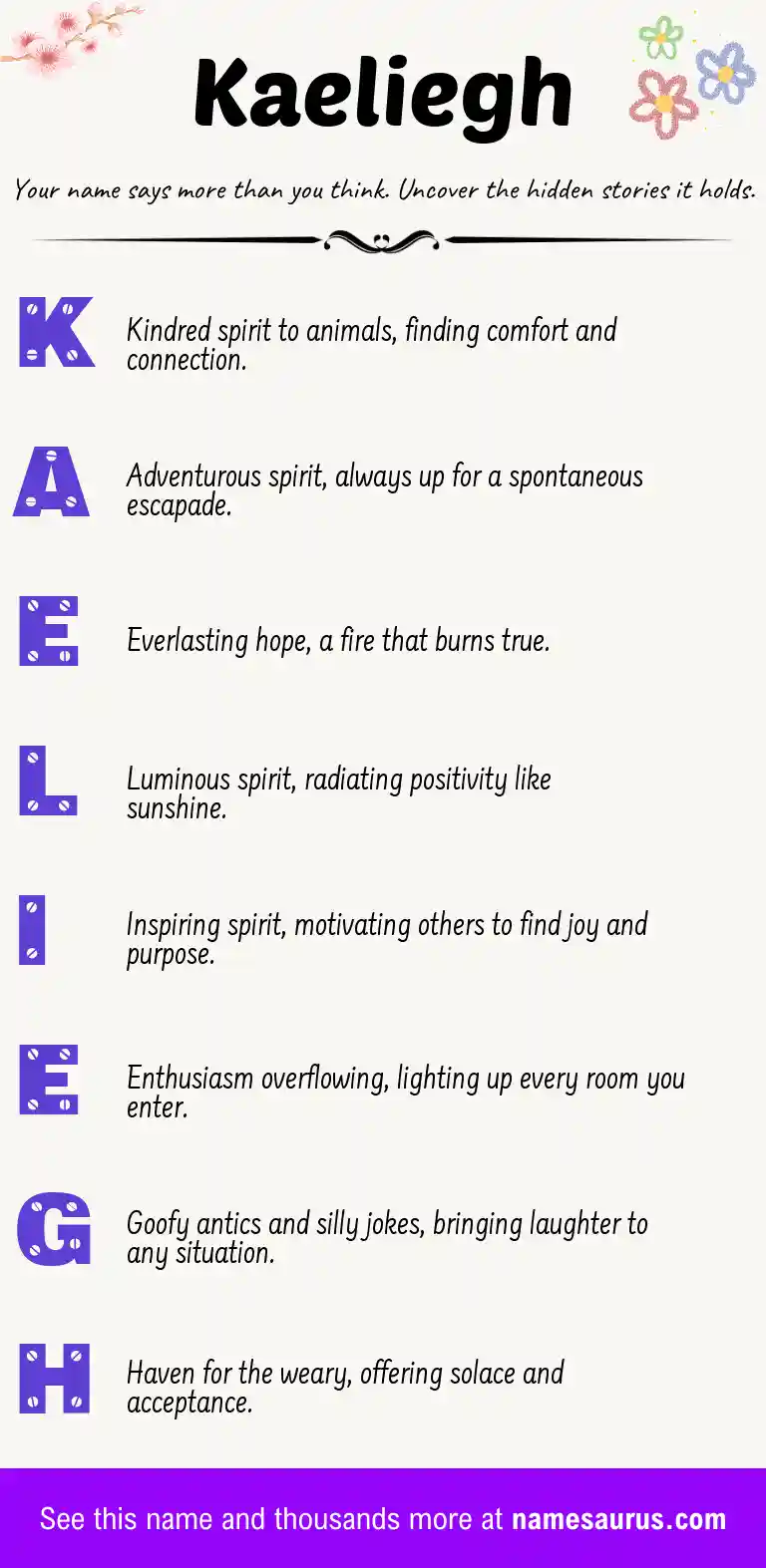 Acrostic poem about Kaeliegh.