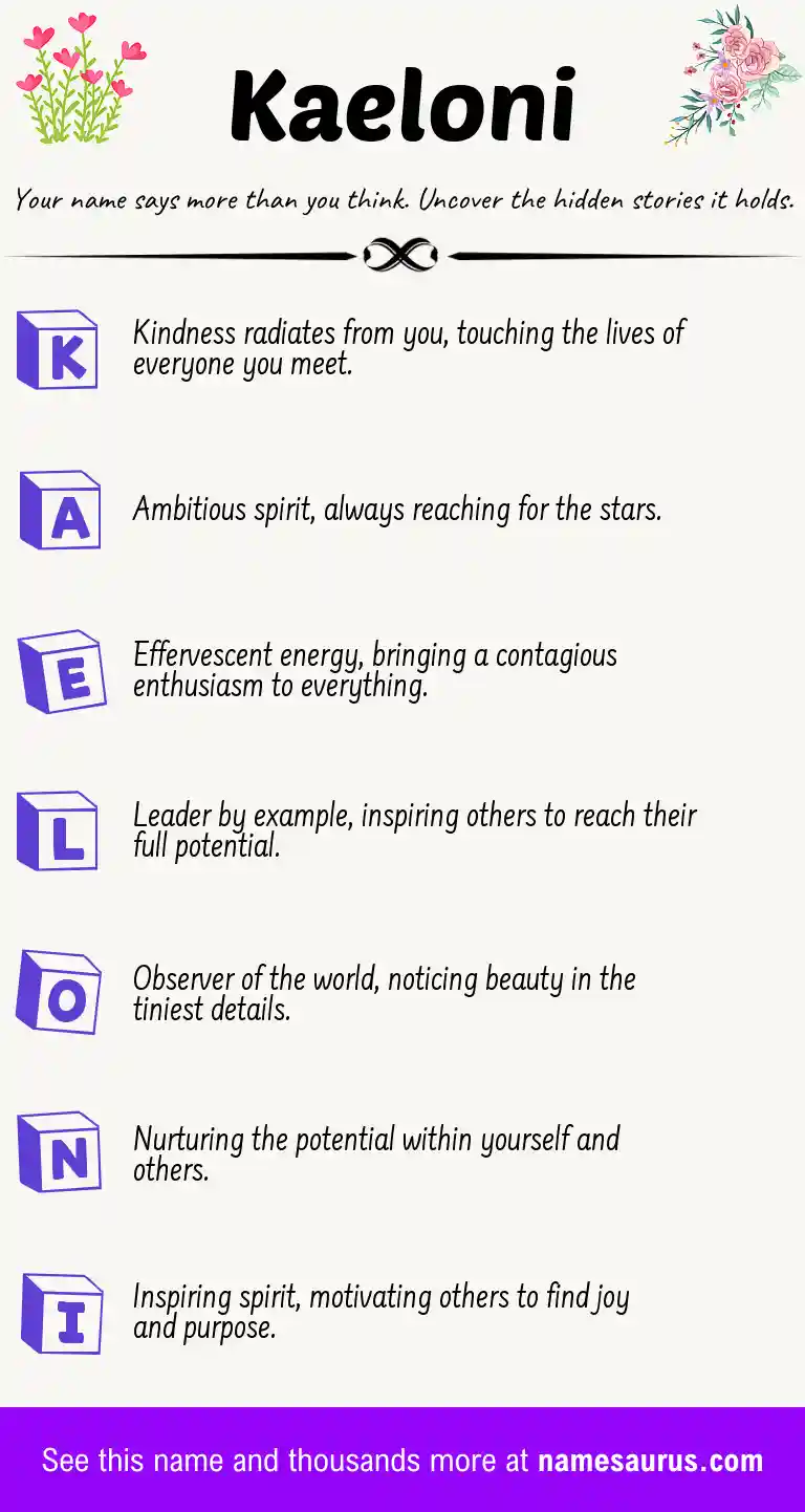 Acrostic poem about Kaeloni.
