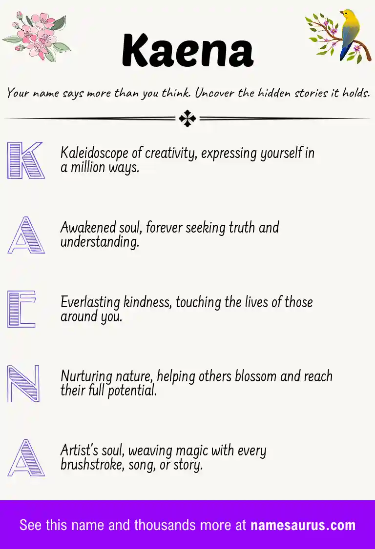 Acrostic poem about Kaena.