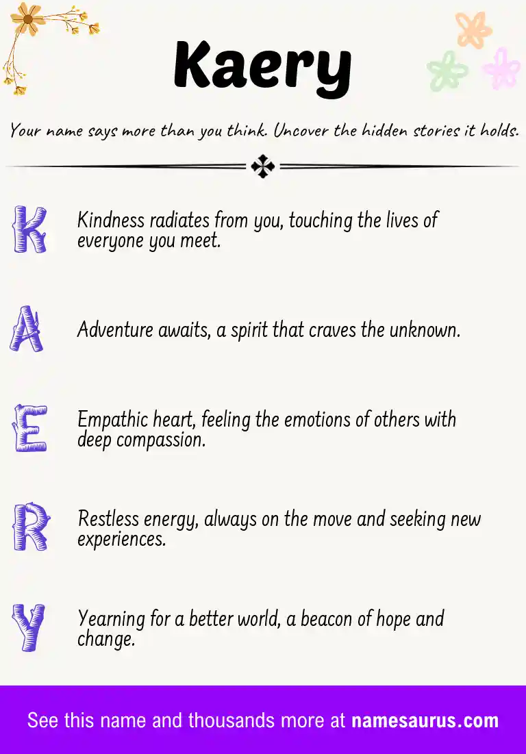 Acrostic poem about Kaery.