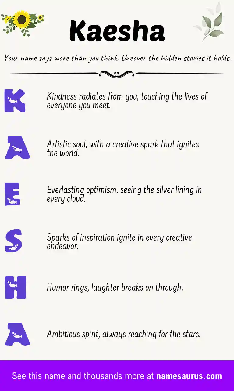 Acrostic poem about Kaesha.