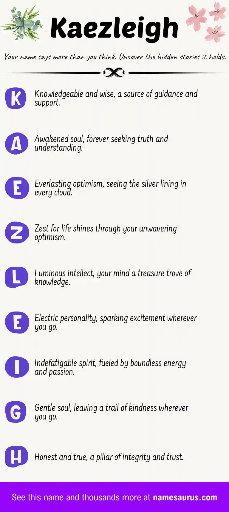 Acrostic poem about Kaezleigh.