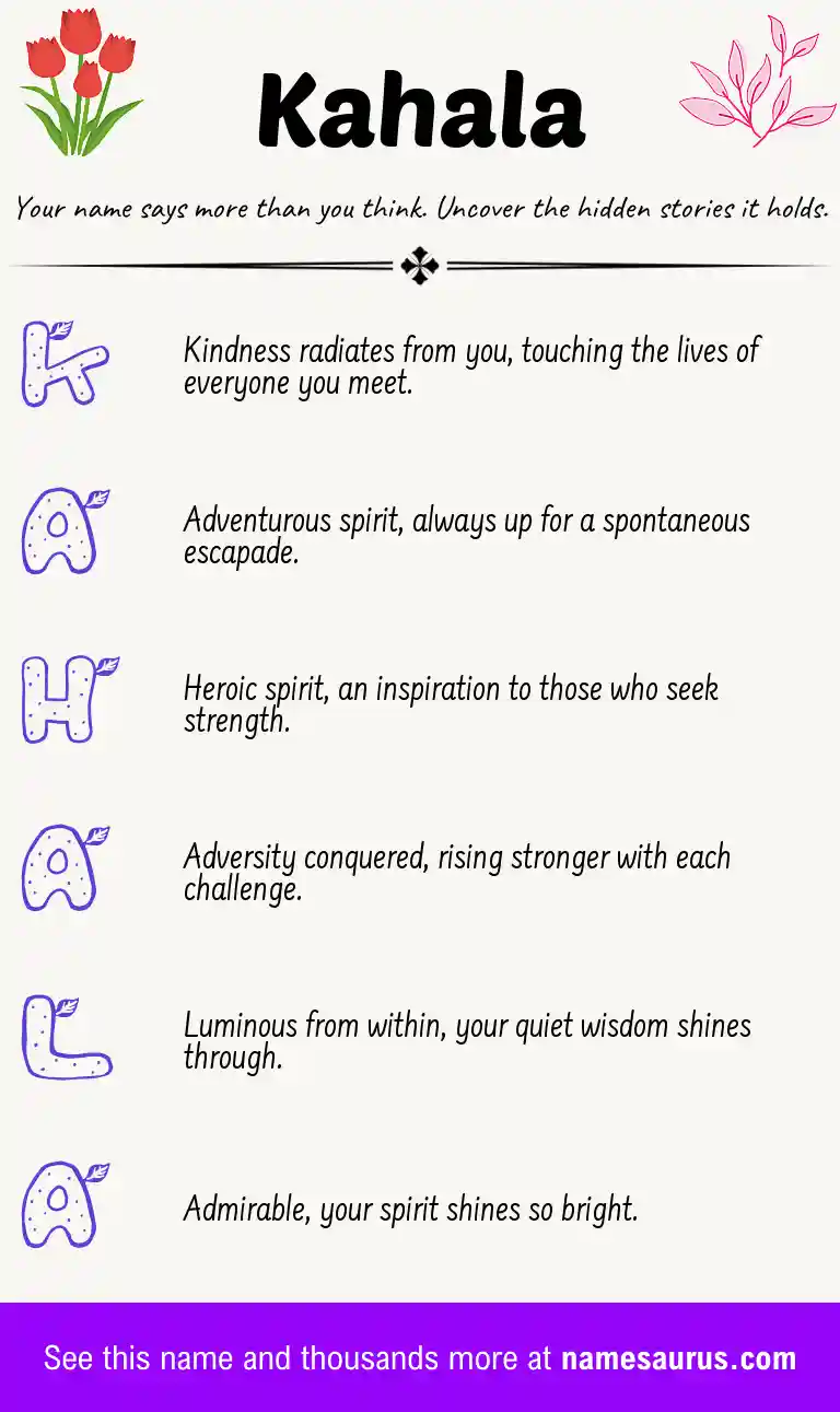Acrostic poem about Kahala.