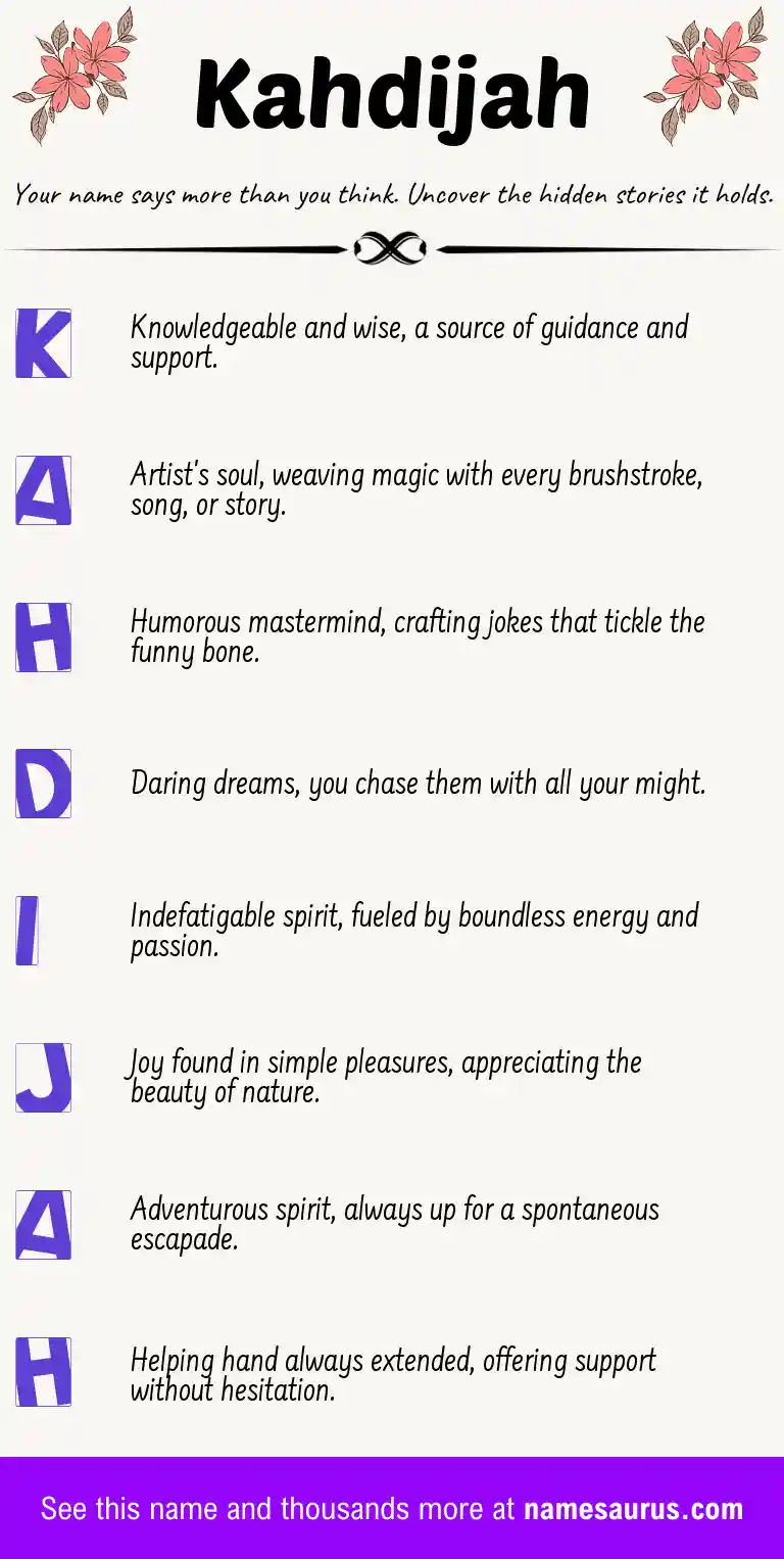 Acrostic poem about Kahdijah.