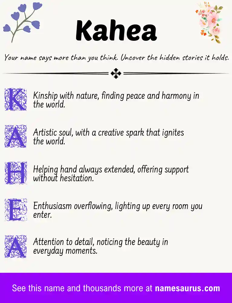 Acrostic poem about Kahea.