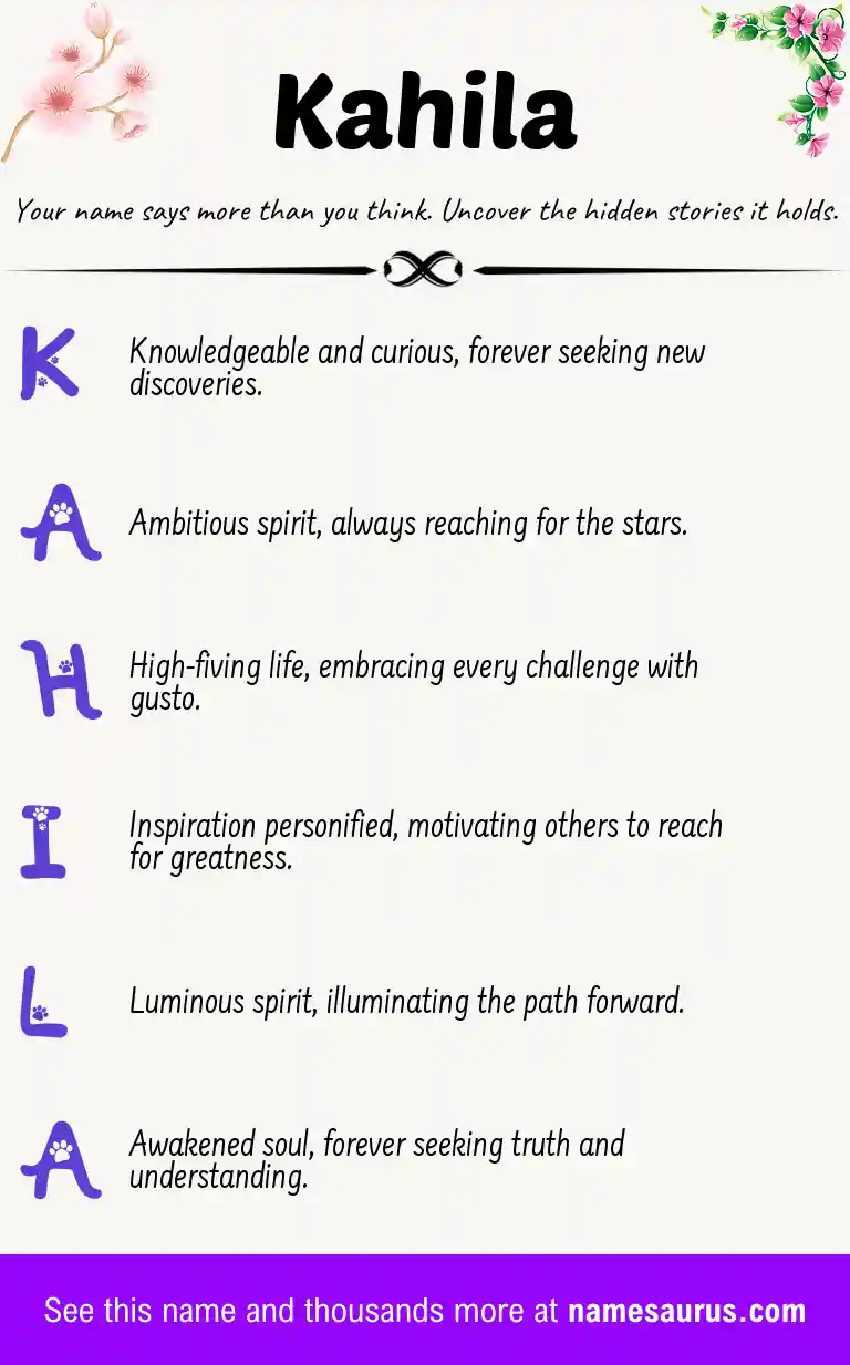 Acrostic poem about Kahila.