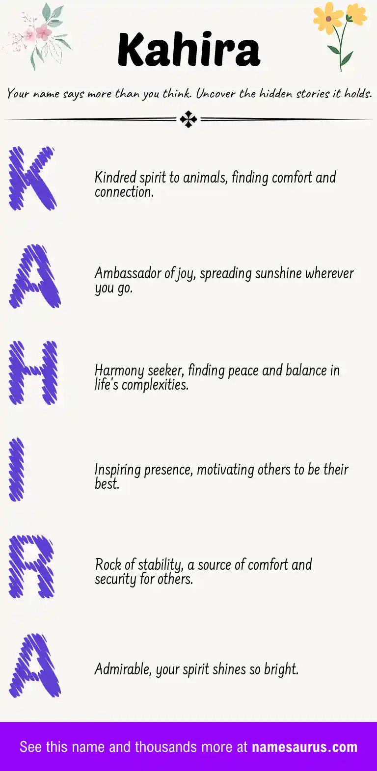 Acrostic poem about Kahira.