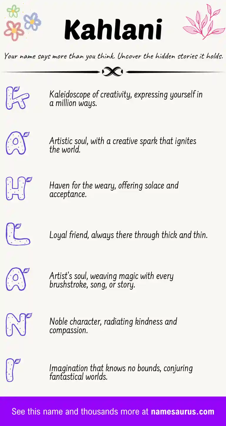 Acrostic poem about Kahlani.