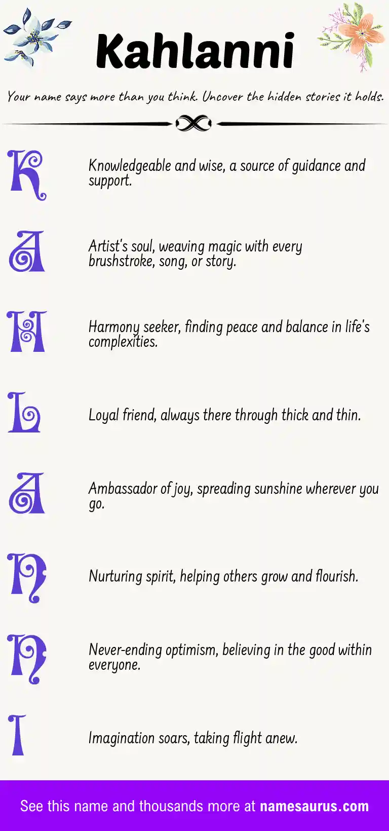 Acrostic poem about Kahlanni.
