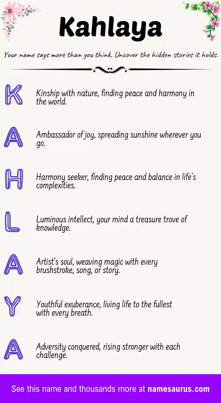 Acrostic poem about Kahlaya.