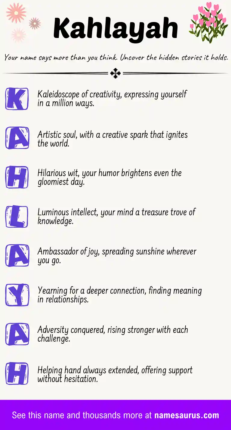 Acrostic poem about Kahlayah.
