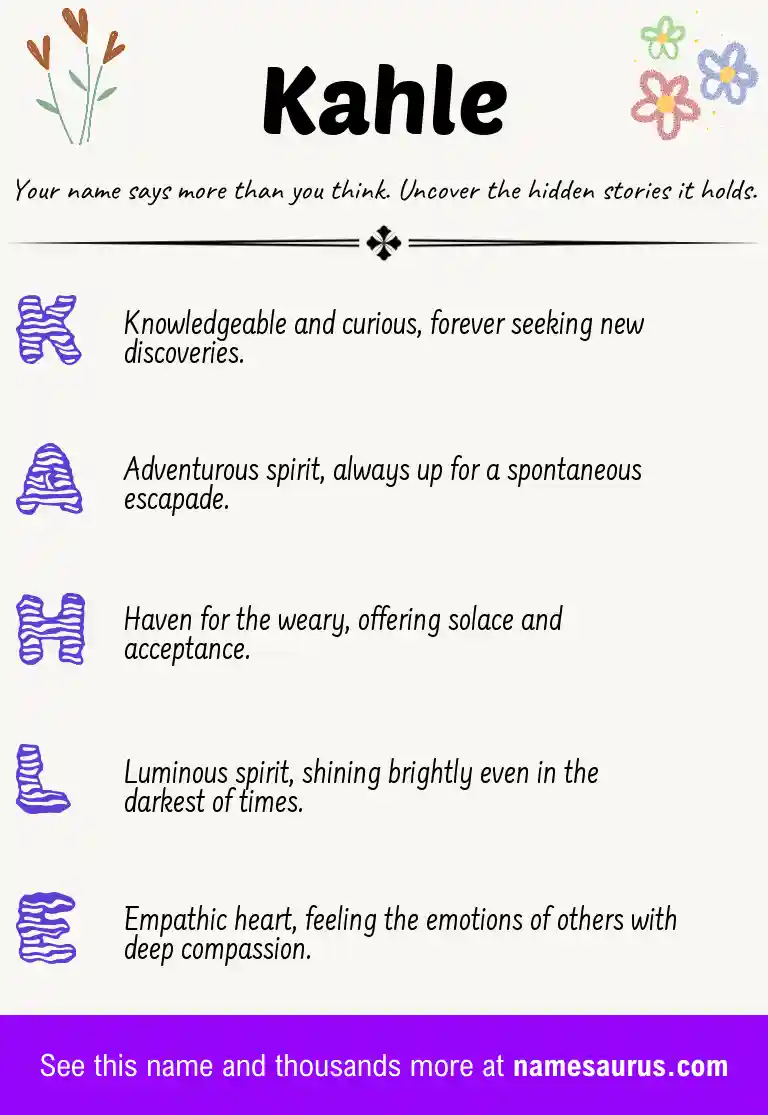 Acrostic poem about Kahle.
