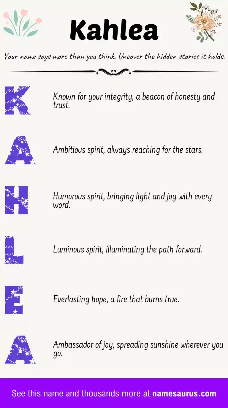 Acrostic poem about Kahlea.