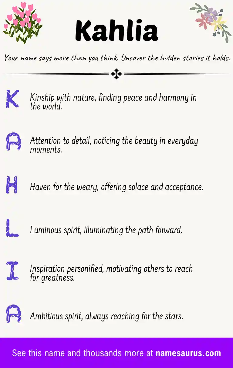 Acrostic poem about Kahlia.